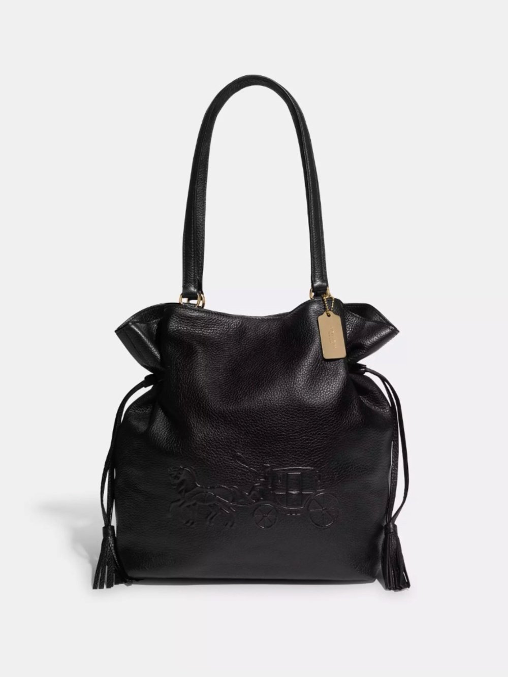 Coach Leather Tote Bag Black Andy Double Handles CA200